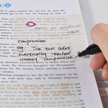 BAYTORY 1610 Sheets Transparent Sticky Notes with Highlighter Tape, Clear Waterproof 3 x 3 inch See Through Memo Pad, Self-Adhesive Translucent Writable Index Tabs for Annotating Books