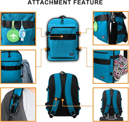 Travel Backpack 17L Lightweight Casual Small Carry-on Daypack 15-inch Laptop Notebook, Underseat Overnight Weekender, Blue