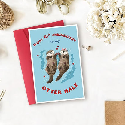 Happy 15th Anniversary Card Gift for Husband,Wife,Romantic Fifteenth Anniversary Card for Boyfriend or Girlfriend,Lovely Fifteen Year Wedding Anniversary Card for Women Men Him Her