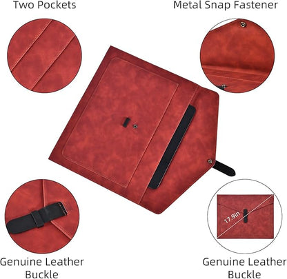 Red Leather File Folder Letter Size, File Organizer, Important Document Folders with Pockets, Document Organizer, Laptop Sleeve Notebook Case, Paper Storage, A4 Envelopes Filing Folder
