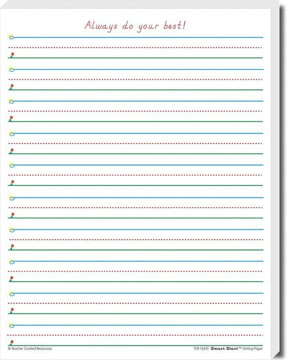 Teacher Created Resources Smart Start 1-2 Writing Paper: 100 Sheets, TCR76531, White