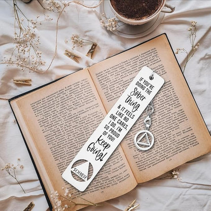 Sobriety Gift for Women Men, Proud of You Sobriety Bookmark, Alcoholics Addiction Stay Clean and Sober Bookmark, Inspirational Christmas Graduation Gifts-DB12
