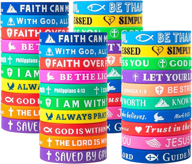 QEERBSIN Bible Bracelets Rubber Verse Bracelets Inspirational Silicone Wristbands Colored Bible Quote Rubber Wristbands for Women Men Teen Gifts, 20 Styles