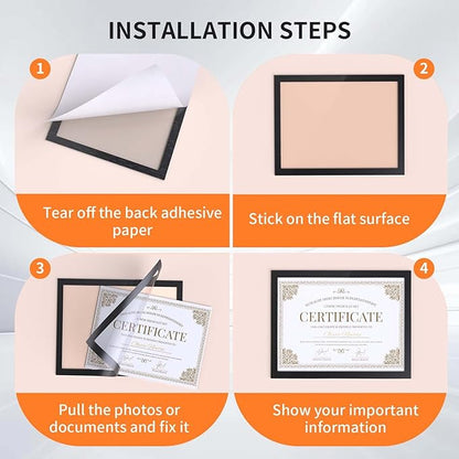 24Pack Magnetic Sign Holder 8.5 x 11 Wall Mount, Self Adhesive Display Magnetic Picture Frames Sheet With Strong Magnet Border for Window/Door/Fridge, Document Poster Paper Holders for Home Office Store, Black