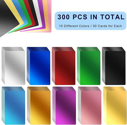 300 Pcs Metal Business Card Blanks Colorful Metal Business Cards for Customize Name Card Reliable and Sturdy Multipurpose Aluminum Business Card Blanks DIY Cards (3.38'' x 2.12'' x 0.01'')…