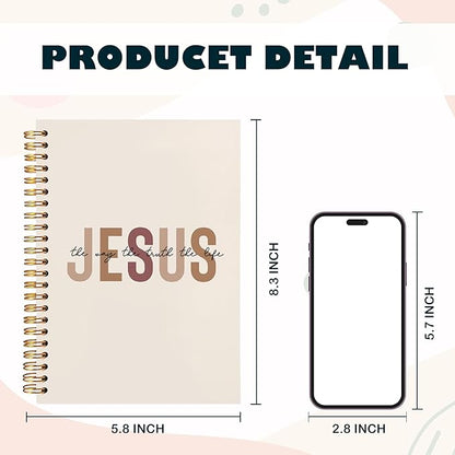 BearCake Boho Christian Notebook Journal, Christian Gifts for Women, Bible Notebooks for Note Taking, Bible Journaling Notebook, Jesus the Way the Truth the Life Hardcover Spiral Notebook 5.5x8.3