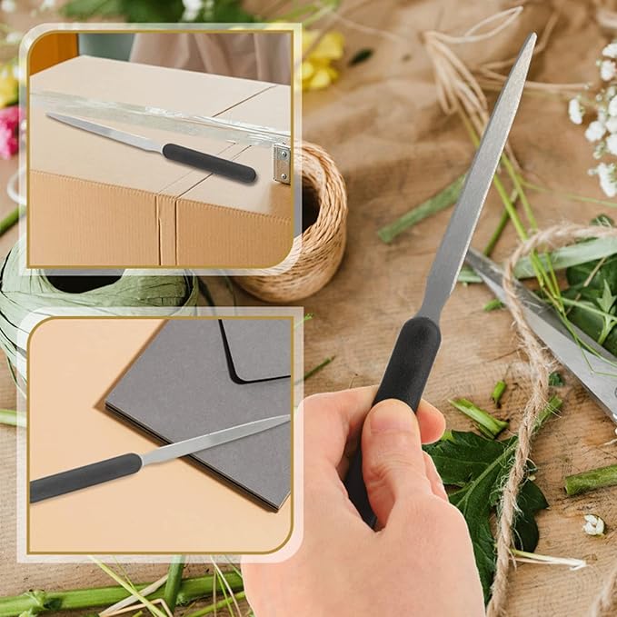 4PCS Letter Opener Envelope Slitter Stainless Steel Sword Letter Openers Mail Opener Letter Knife Humanized Grip Handle Staple Removal Tool for School Office Home Efficient and Easy to Open Envelopes