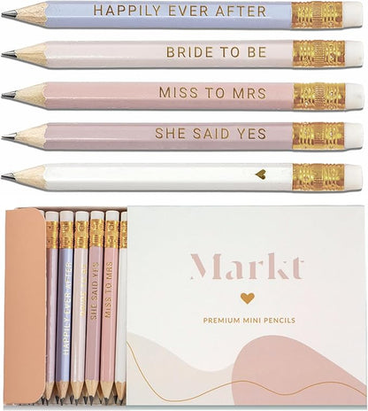Markt Heart Pencils for Bridal Shower Games, Pink Pencils, Bridal Shower Pens, Small Mini Pencil Set For Prizes, Game Winner Gifts (Blush)