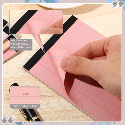 Lincia 24 Pcs 4" x 6" Legal Pad Writing Notepads Small Legal Pad College Ruled 30 Sheets Multiple Color Lined Note for Work 80 Gsm Paper for Grocery List Shopping List (Sweet Color)