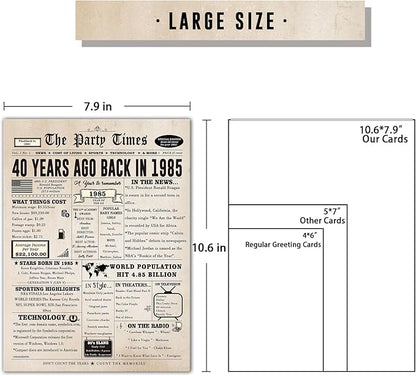 Ziwenhu Big 40th Birthday Card Gift for Men Women or Him Her, Happy 40 Year Old Birthday Greeting Card for Mom Dad, Vintage 40th Birthday Decorations for Husband Wife