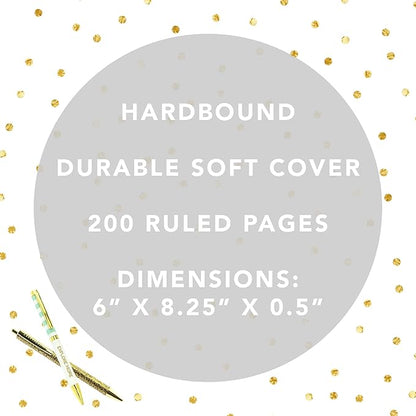 Graphique Soft Cover Journal,"Vintage Blog" Design - 200 Ruled Pages, Embellished with Gold Foil, 6" x 8.25" x .5" - Durable Notebook for Notes, Lists, Recipes, and More