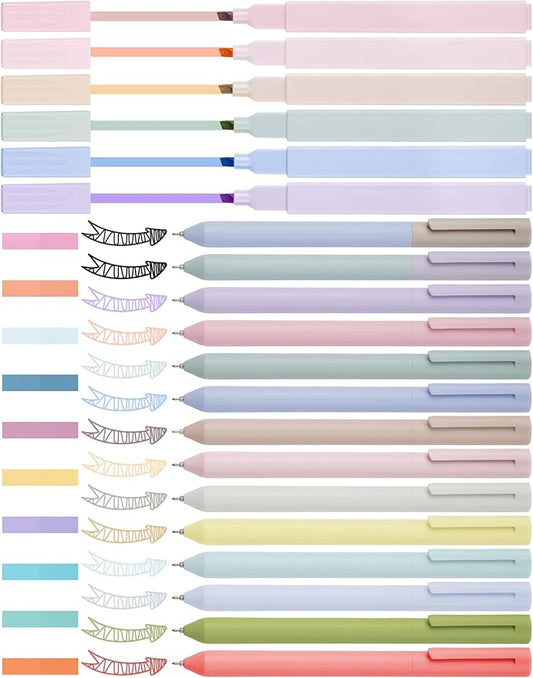 NiArt Bible Study Note-Taking Kit 6 Morandi Highlighters, 14 Gel Pens, 200 Sticky Notes - Non-Bleed, Eye-Friendly Colors for Journaling, Art, Organizing & Creative Projects, Fine Tip Precision Writing