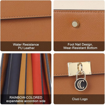 CLUCI Briefcase for Women Vegan Leather 15.6 Inch Laptop Bag Large Pocket Business Ladies Shoulder Bag