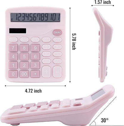 Golcellia Calculators Desktop, Pink Calculator, Cute Calculator 12 Digit Desk Calculator Large Display, Dual Power Solar Battery, Office Home School Supplies for Adults & Students