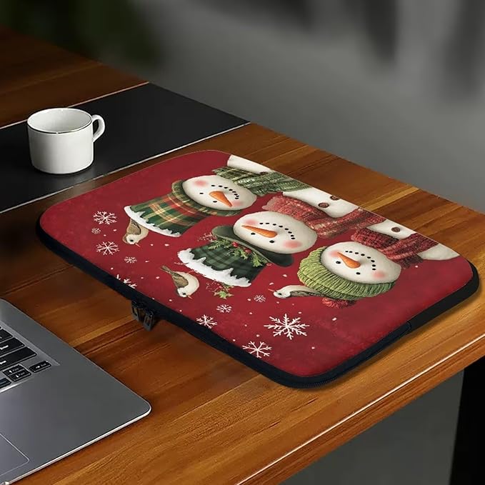 Cute Snowman Laptop Protective Sleeve for Women 15 inch Computer Sleeve Bag Christmas Neoprene Lap Top Case Suitable Gifts for Travel School Office Neatly Organizers Laptop Accessories