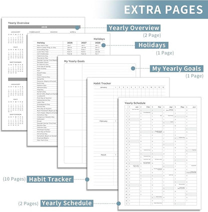 AHGXG 2026 Planner, Weekly and Monthly, Large A4 8.5"x11", Planner 2026-2027, Calendar 15-Months Jan 2026 - Mar 2027, Vegan Leather Softcover, Inner Pocket, Gray Blue