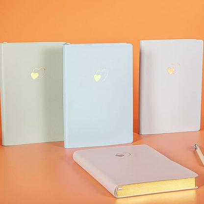 CAGIE Lined Journal Notebook for Women and Girls 256 Pages Cute Diary with Heart-Shaped Leather Journals for Writing A5 Soft Cover Notebooks for Work School (07 Light Blue, A5)