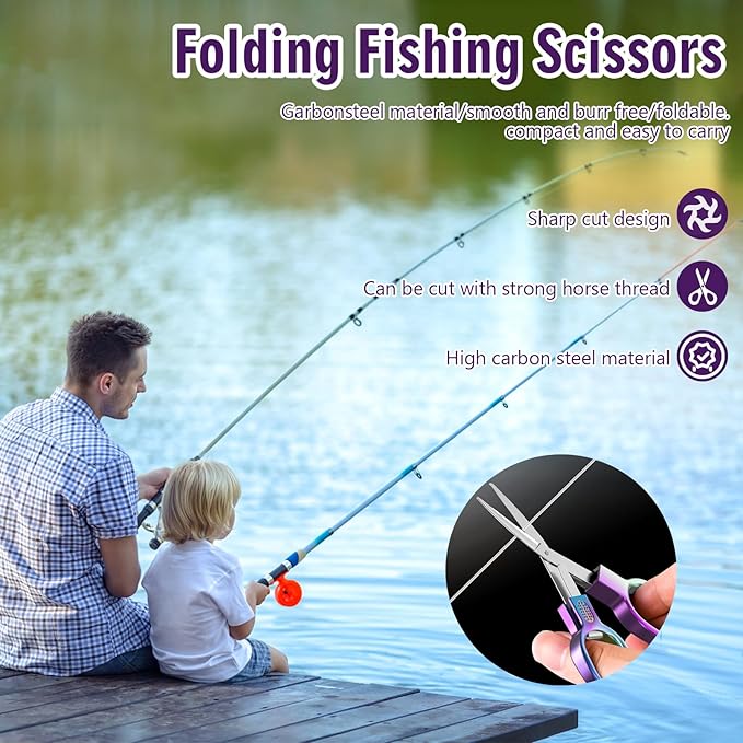 2 PCS Folding Scissors,Portable Folding Travel Scissors Keychain Scissors,Stainless Steel Mini Retractable Pocket Small Scissors,Miniature Craft Scissors for Home,Office,Outdoor,Travel,School,Sew