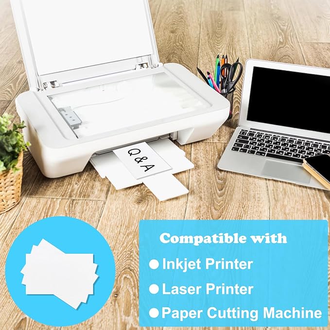 100 Pack 3x5 Index Cards Blank Note Cards, 250 GSM/92 lb Thick White Cardstock Paper Unlined Note Cards Flash Cards for Studying, Blank Cards for Postcards, Photo Cards, Syllable Boards, Recipe Cards