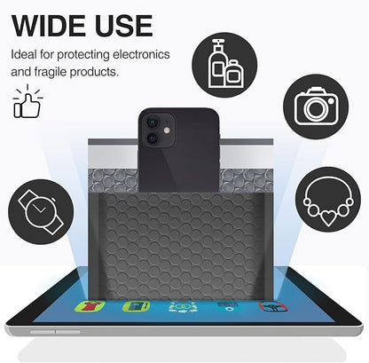 UCGOU Bubble Mailers 8.5x12 Inch Black 25 Pack Usable Size 8.5x11 Poly Padded Envelopes #2 Medium Mailing Opaque Packaging Postal Self Seal Waterproof Boutique Shipping Bags for Clothes Makeup