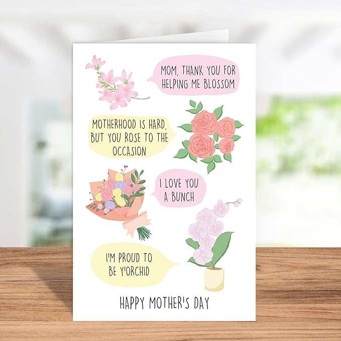 Funny Flowers Mother’s Day Card for Mom, Happy Mothers Day Card for Her, Mothers Day Card for Garden Mom, Flowers Pun Mothers Day Card from Daughter Son