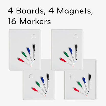 U Brands Contempo Magnetic Dry Erase Board Bundle, 11”x14”, White Modern Frame, Includes 4 Boards, 16 Markers and 4 Magnets