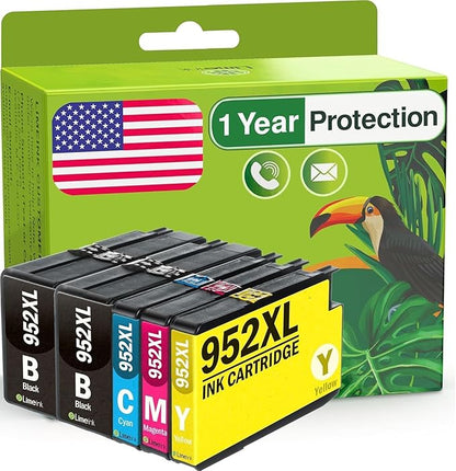 Limeink Compatible Ink Cartridges Replacement for HP 952xl Ink Cartridges Combo Pack for HP 952 Ink Cartridges Combo Pack for HP Ink 952 XL Black and Color for HP952XL for 8710 Printer for HP952 5p