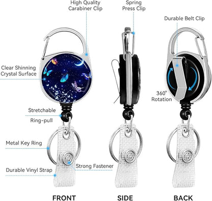 Butterfly Badge Holder with Retractable Reel and Breakaway LanyardBadge Clips Retractable Heavy Duty Badge Reel，Funny Keychain，ID Holder with Breakaway Lanyard for School Nurse Office Teen