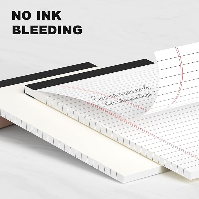 6pcs Small Note Pad 5x8 College Ruled Legal Pads Paper Notepads 6 Pack Study Back Writing Pads 5 x 8 Legal Pads Perforated Narrow Ruled Pads of Paper White