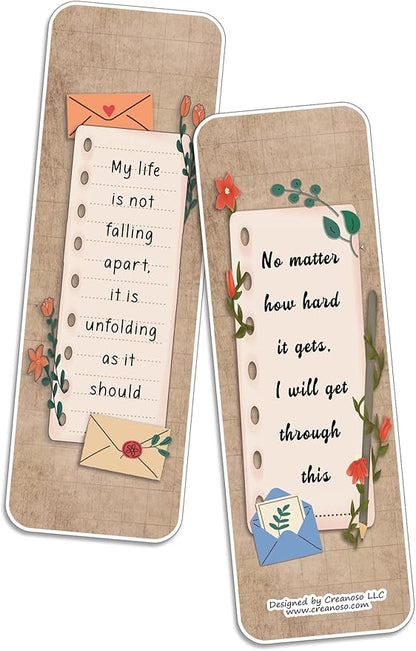 Creanoso Grief and Loss Affirmation Bookmarks (20-Sets x 6 Cards) – Daily Inspirational Card Set – Interesting Book Page Clippers – Great Rewards for Adults and Professionals