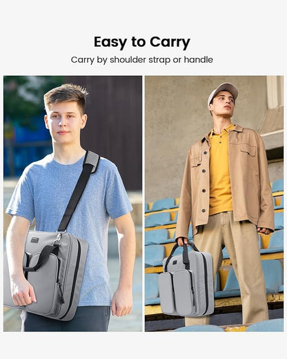 3 Inch 3 Ring Zipper Binder with Shoulder Strap & Handle & Multi-Pocket - 3" Binder with Zipper for School, Compatible with 13-Inch MacBook/Tablet -Patent Design Grey