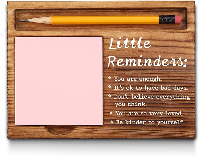 akeke Mental Health Gifts for Women, Little Reminders Office Sticky Note Holder, Positivity Recovery Self Care Encourage Gifts Desk Self-Stick Note Pad Holders GSH20