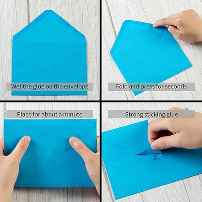 50 Pack A6 Envelopes for 4 x 6 Greeting Cards, Birthday Party, Photos, Baby Shower and Wedding Invitation Cards, 6 1/2 x 4 3/4 Inches (Multicolor)