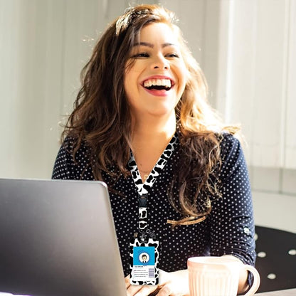 Cute Cow Badge Reel Retractable Heavy Duty with 360 Degrees Rotate Carabiner Clip, ID Badge Holder with Detachable Lanyard, ID Holder ID Clip Name Badge Keychain, Nurse Teacher Offfice Gifts