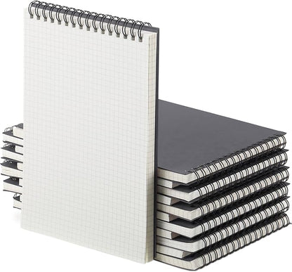 Graph Paper Spiral Notepad A5 Top Wirebound Notepad Grid Notebook Steno Pads Memo Notebook Grid Paper 140 Pages for Writing Sketching Drawing Office Supplies(Dark Grey,6 Pack)