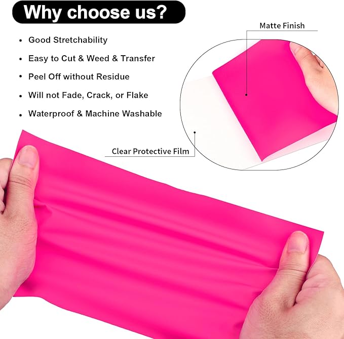 VINYL FROG Heat Transfer Vinyl Roll HTV Vinyl - 12" x5ft Hot Pink Iron on Vinyl for T-Shirts, Heat Press Vinyl for DIY Craft Designs (Hot Pink)