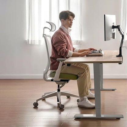 Electric Height Adjustable Stand up Desk Frame Sit Stand Desk Base with Memory Controller Ergonomic Standing Computer Table Legs Up to 45.28" for Home and Office, White Frame Only