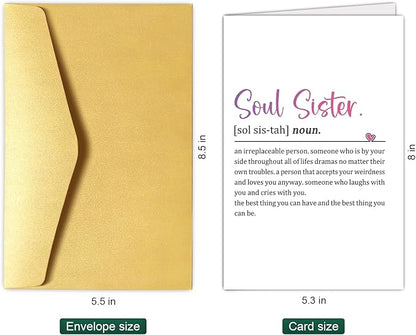 Chenive Soul Sister Definition Card, Funny Friendship & BFF Birthday Card for Women