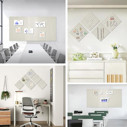 Large Cork Board for Office Wall Decor,8 Pack Felt Wall Tiles with Slat Wall Paneling and 30 Push Pins,Felt Bulletin Board Pin Board Cork Boards for Walls (Oatmeal)