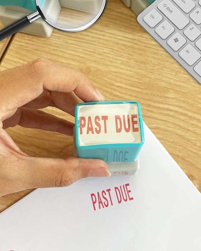 WAFJAMF Past Due Stamps–Self-Inking Rubber Office Stamp Red Ink Message Stamp-Medium