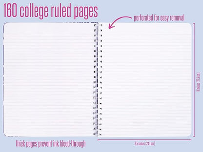 Lilly Pulitzer Gold Large Hardcover Spiral Notebook, 11" x 9.5" with 160 College Ruled Pages, Beach Haven