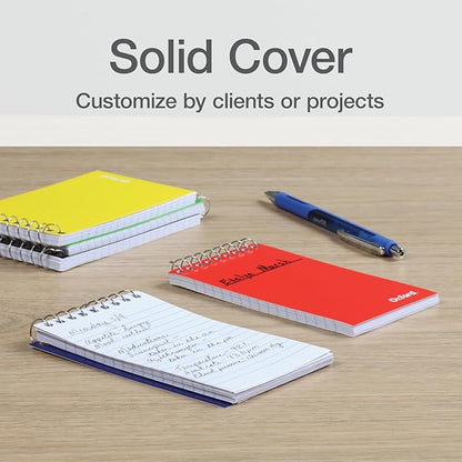 Oxford Spiral Memo Pads, Top Wire Bound, 3 x 5 Inch Pocket Notepad, College Ruled, Assorted Primary Colors, 75 Sheets, 5 Pack (25091)