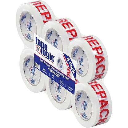 Aviditi Tape Logic 2 Inch x 110 Yard 2.2 Mil Red/White, Heavy Duty Packing Tape, "Repack" 6 Pack, Perfect for Packing, Shipping, Moving, Home and Office