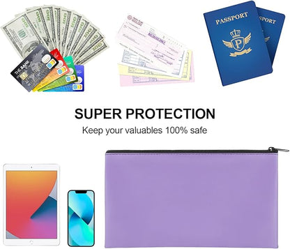 2 Pieces Money Bags With Zipper , 11x6.1 inch Money Pouch, Bank Bag, Cash Bag , Check Wallet, Cosmetics(Purple)