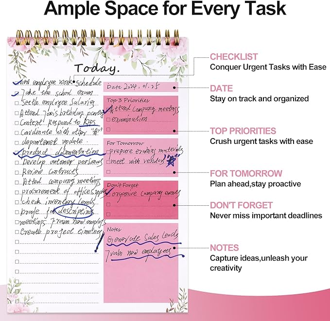 To Do List notepad - To Do List Notebook for Work with 52 Sheets, Undated Daily Planner Perfect for Daily Tasks and Goal Setting, To Do List Notepad Suitable for Office, Desk, Classroom,