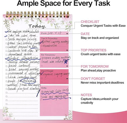 To Do List notepad - To Do List Notebook for Work with 52 Sheets, Undated Daily Planner Perfect for Daily Tasks and Goal Setting, To Do List Notepad Suitable for Office, Desk, Classroom,