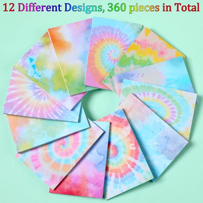 12 Pcs Rainbow Tie Dye Sticky Notes Cute Colored Sticky Paper Fun Pastel Art Party Self Adhesive Notepads for Kids Girls School Office Gay Pride Party Supplies, 30 Sheets Each (2.8 x 4 Inch)