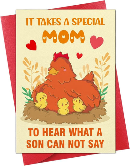 FaCraft Funny Mothers Day Card for Mom Thank You Gift Cards with Envelope, for Mother from Son Daughter Kids