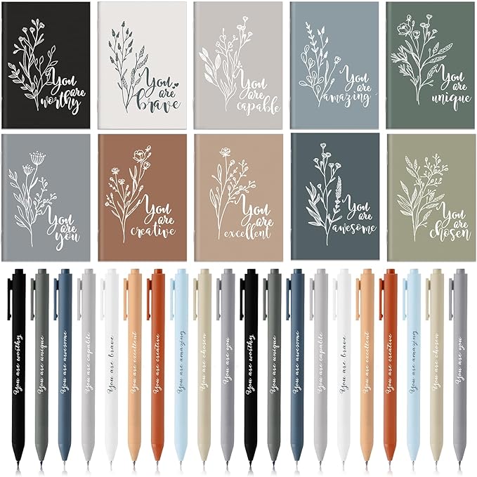 100 Pcs Inspirational Notebooks Motivational Mini Notepads Bulk Aesthetic Mini Notebook with Pen Employees Appreciation Gifts for Social Worker Coworkers Teachers Office (Neutral Colors)