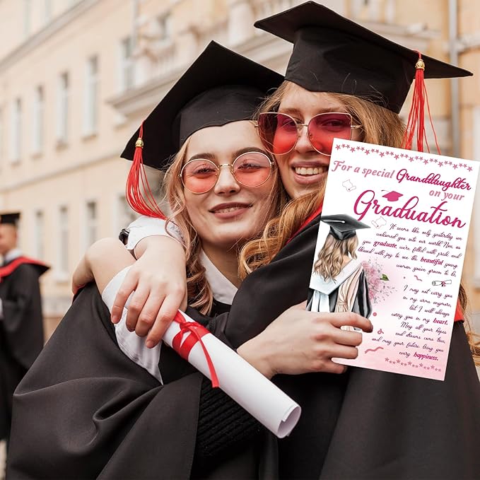 Granddaughter Graduation Card – Inspirational Graduation Gift for Her, Sentimental Congrats Card from Grandparents, Keepsake Graduation Gift for Granddaughter